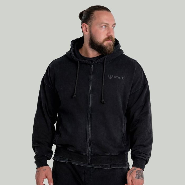 Muška dukserica Zip Up Washed Black - STRIX M