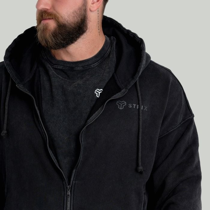 Muška dukserica Zip Up Washed Black - STRIX M