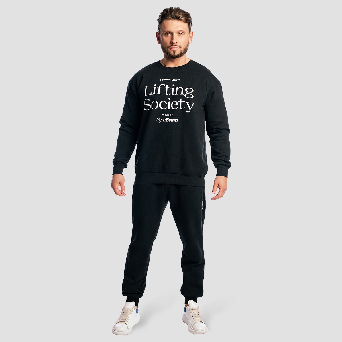 GymBeam Lifting Society Sweatshirt Black - Veličina: S | Boja: Crna | Težina: 0,558 g | Pakiranje: 33 · záber 6