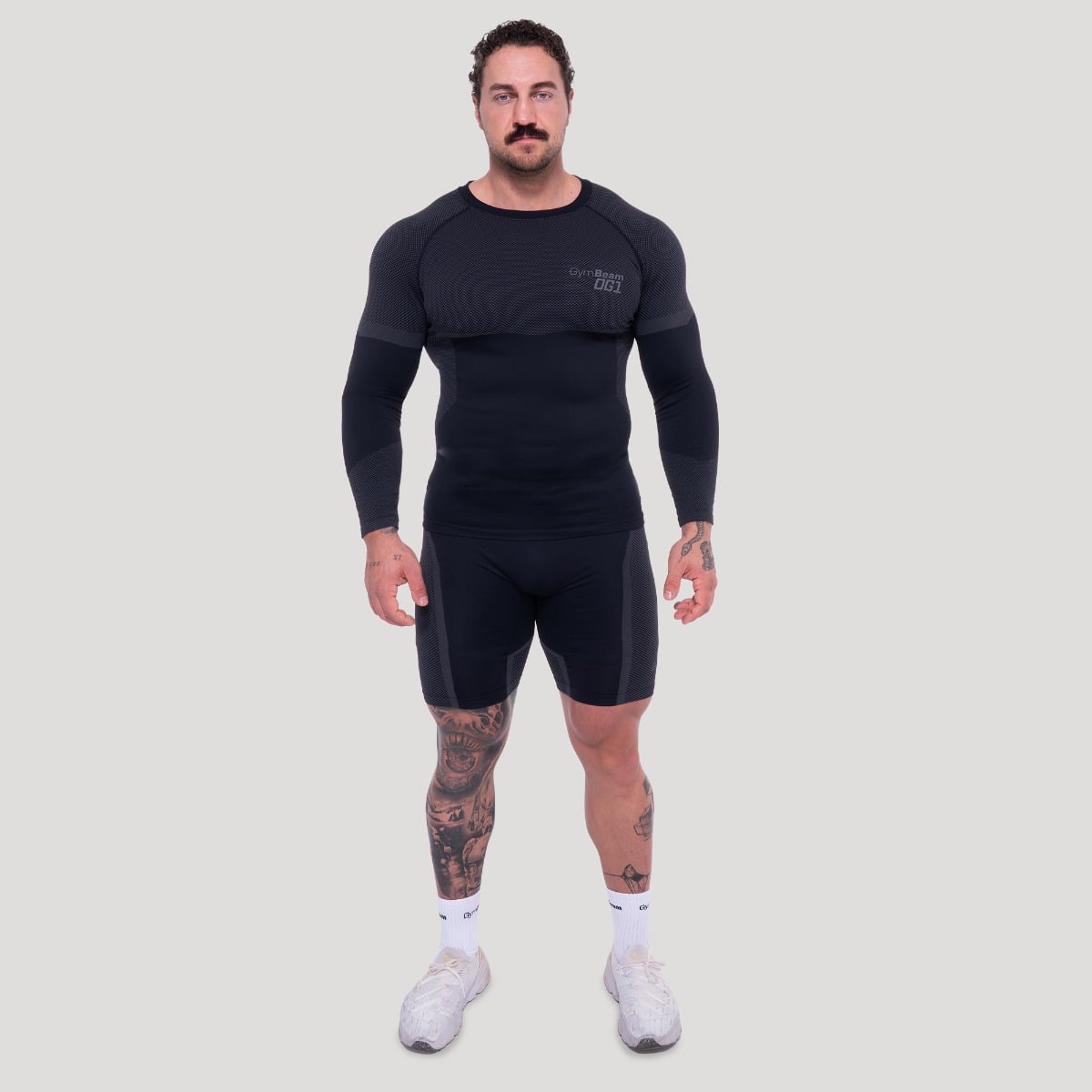 GymBeam OG1 Seamless Longsleeve Black/Grey - Veličina: XXL | Boja: Crna | Težina: 0,355 g | Pakiranje: 60 · záber 6
