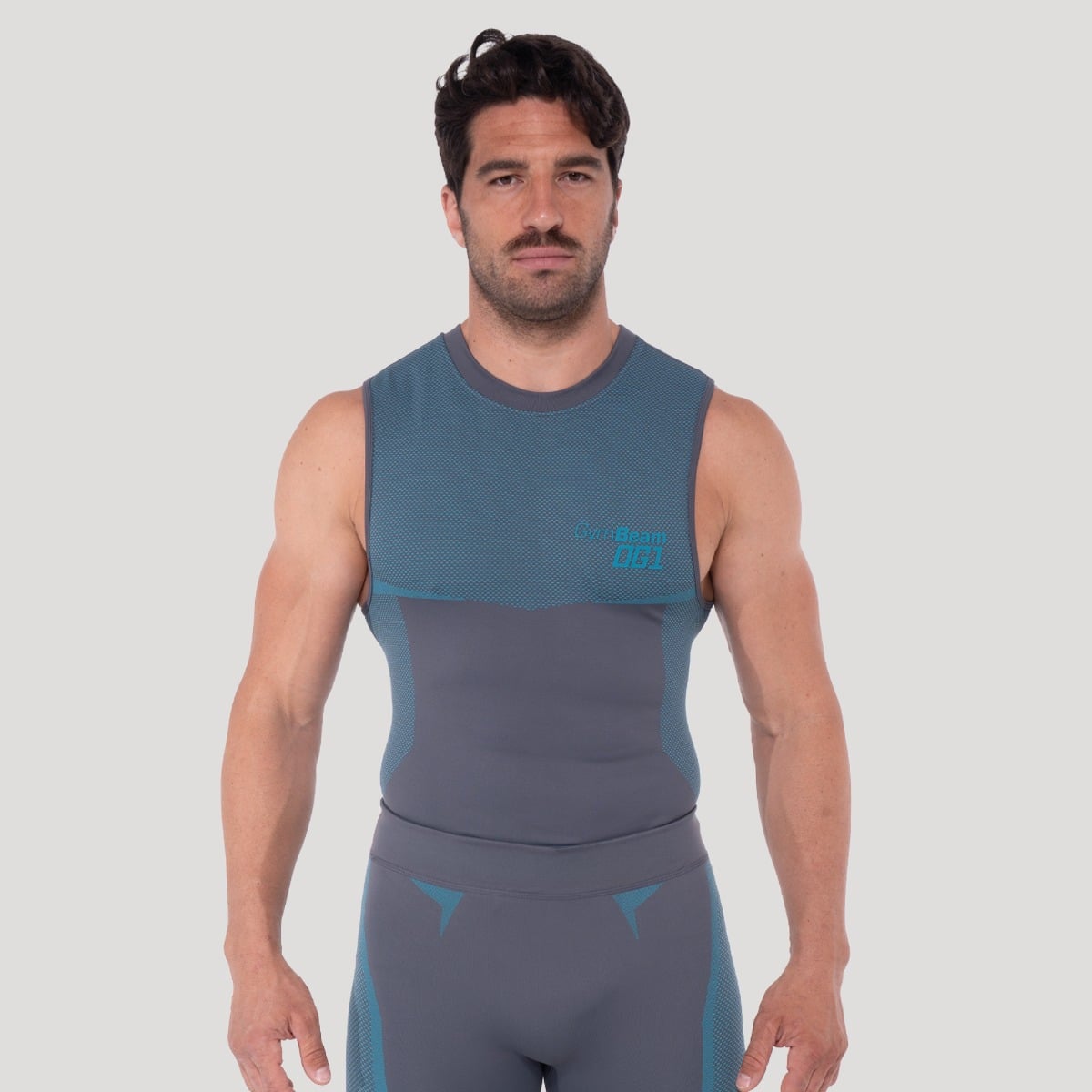 Majica bez rukava OG1 Seamless Grey/Blue - GymBeam