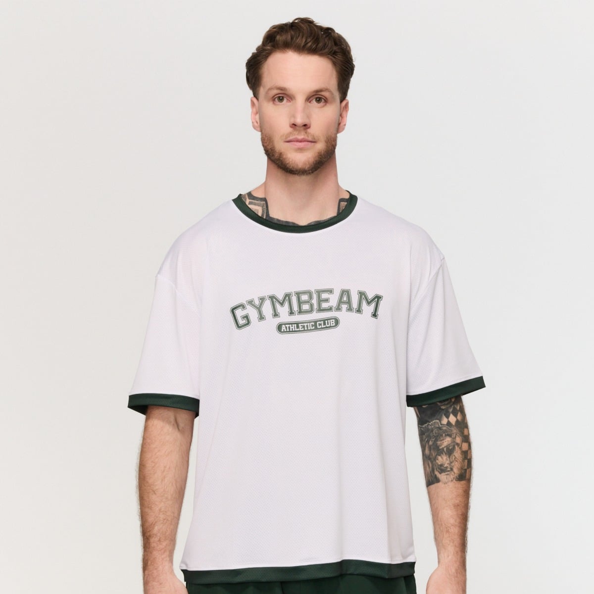 Muška oversized majica kratkih rukava Varsity White - GymBeam