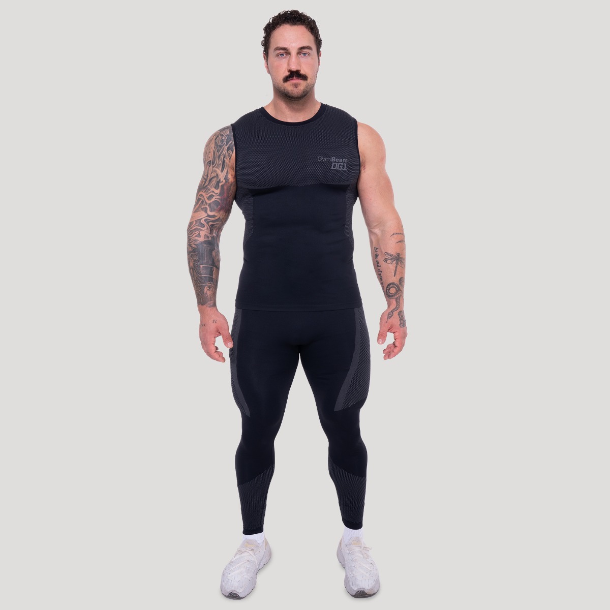GymBeam OG1 Seamless Tanktop Black/Grey - Veličina: XXL | Boja: Crna | Težina: 0,2305 g | Pakiranje: 90 · záber 6