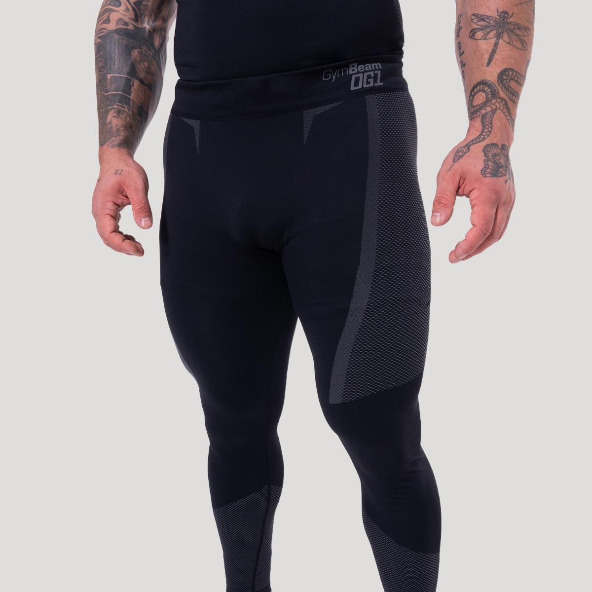 GymBeam OG1 Seamless Leggings Black/Grey - Veličina: XXL | Boja: Crna | Težina: 0,3 g | Pakiranje: 74 · záber 6
