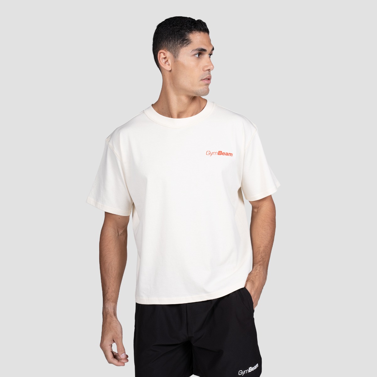 GymBeam Prague T-shirt Cream - Veličina: S | Boja: Krem | Težina: 0,2156 g | Pakiranje: 37 · záber 6