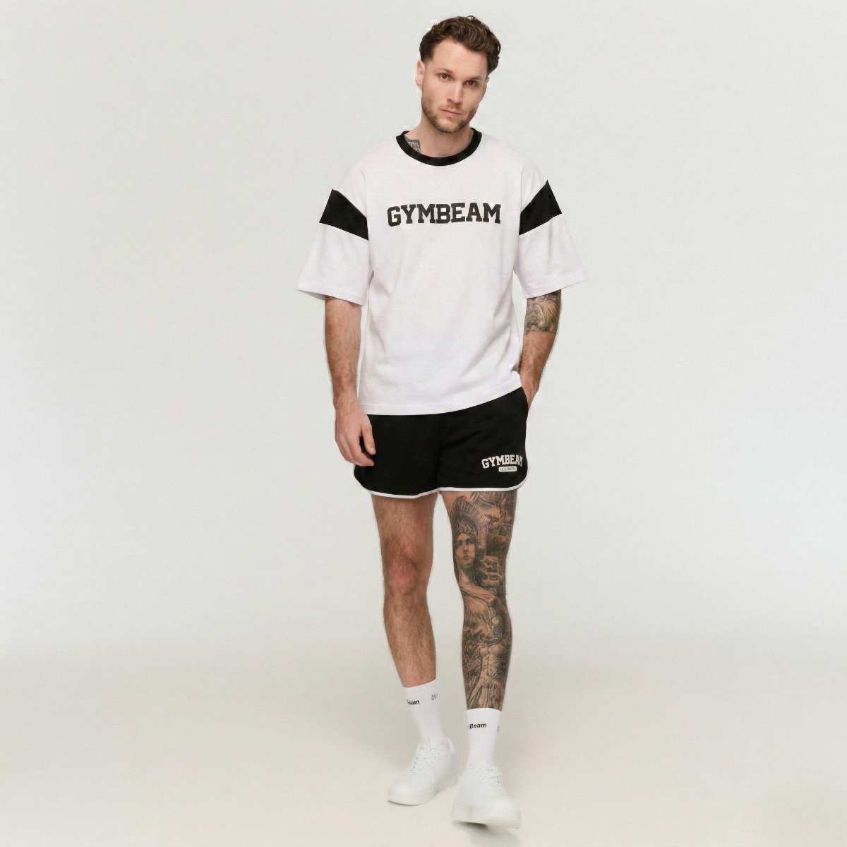 GymBeam Premium Heavyweight Varsity T-Shirt - Veličina: S | Boja: Bijela | Težina: 0,5912 g | Pakiranje: 23 · záber 7