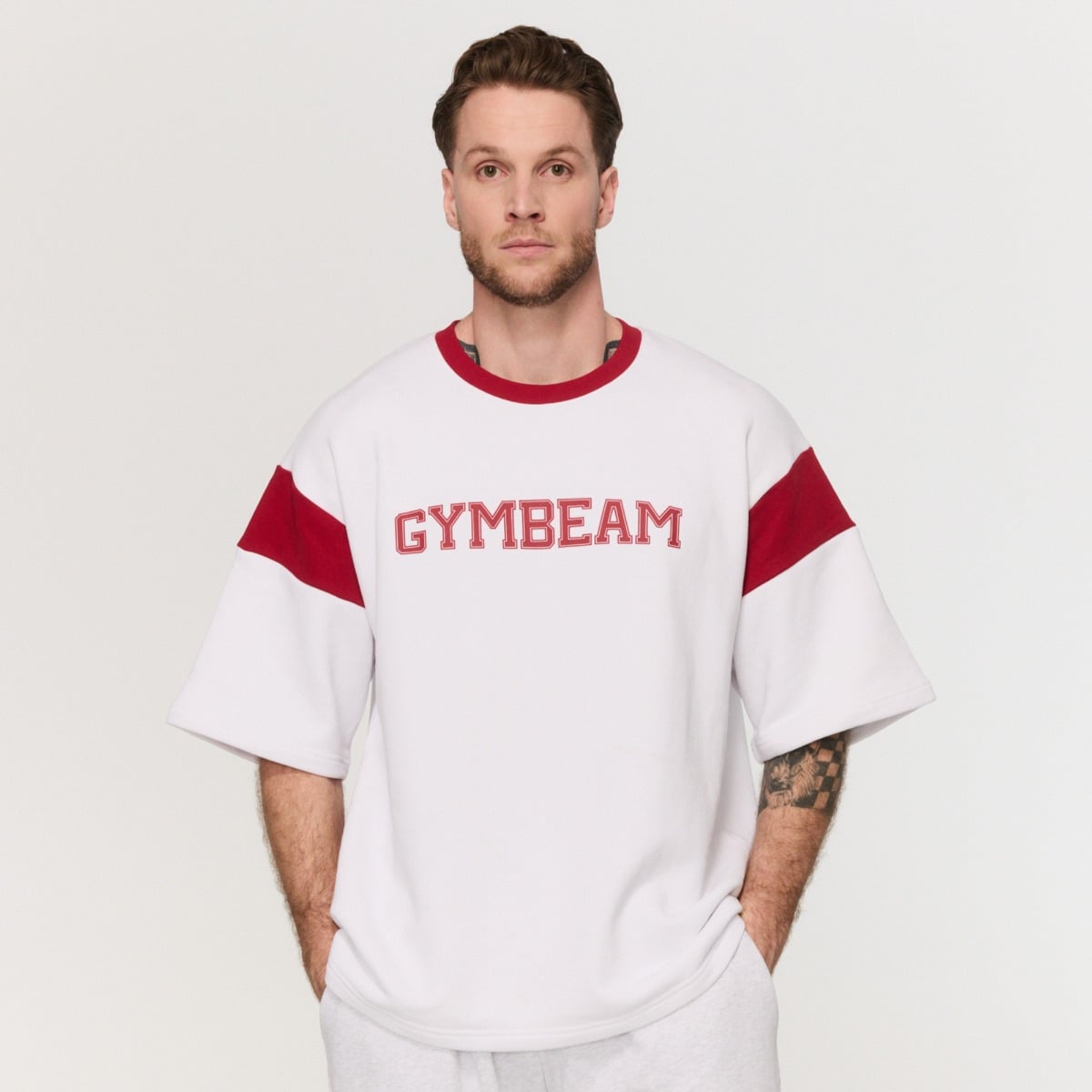Muška majica Premium Heavyweight Varsity White  - GymBeam