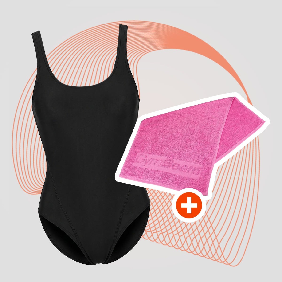 Jednodijelni kupaći kostim Sports Black - GymBeam + poklon