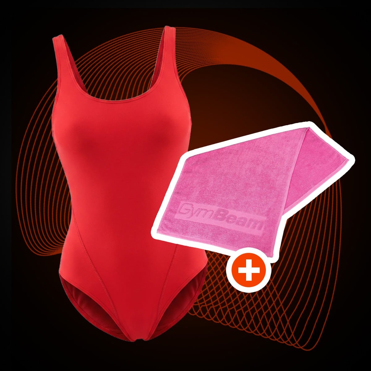 Jednodijelni kupaći kostim Sports Red - GymBeam + poklon