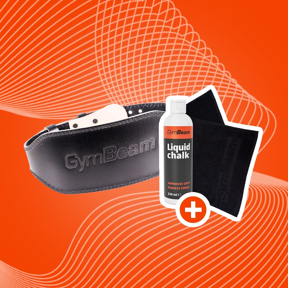 Fitness remen Full Leather Black - GymBeam + pokloni 