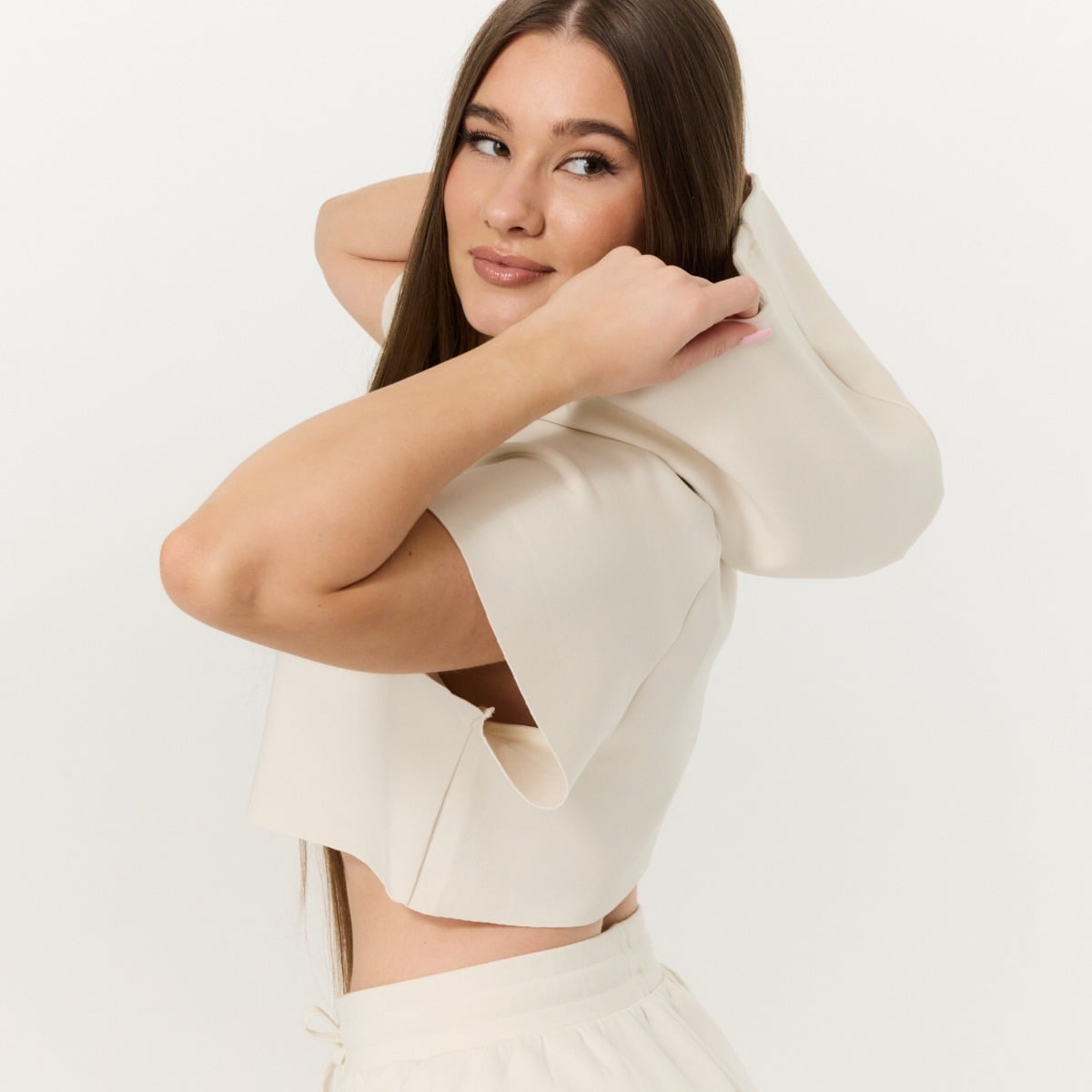 Ženska dukserica Cropped Relay Pearl - GymBeam