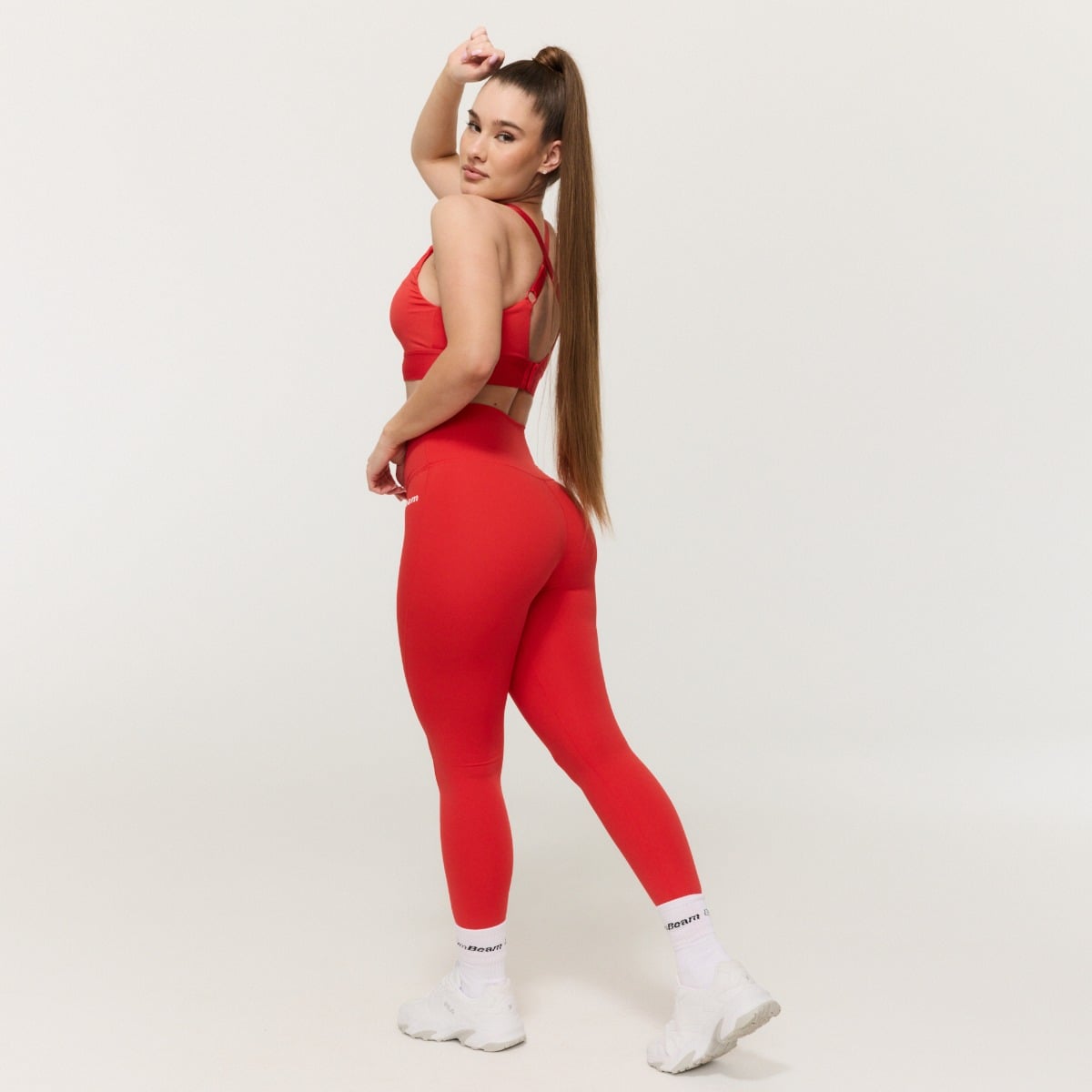Ženske tajice visokog struka Limitless Hot Red - GymBeam
