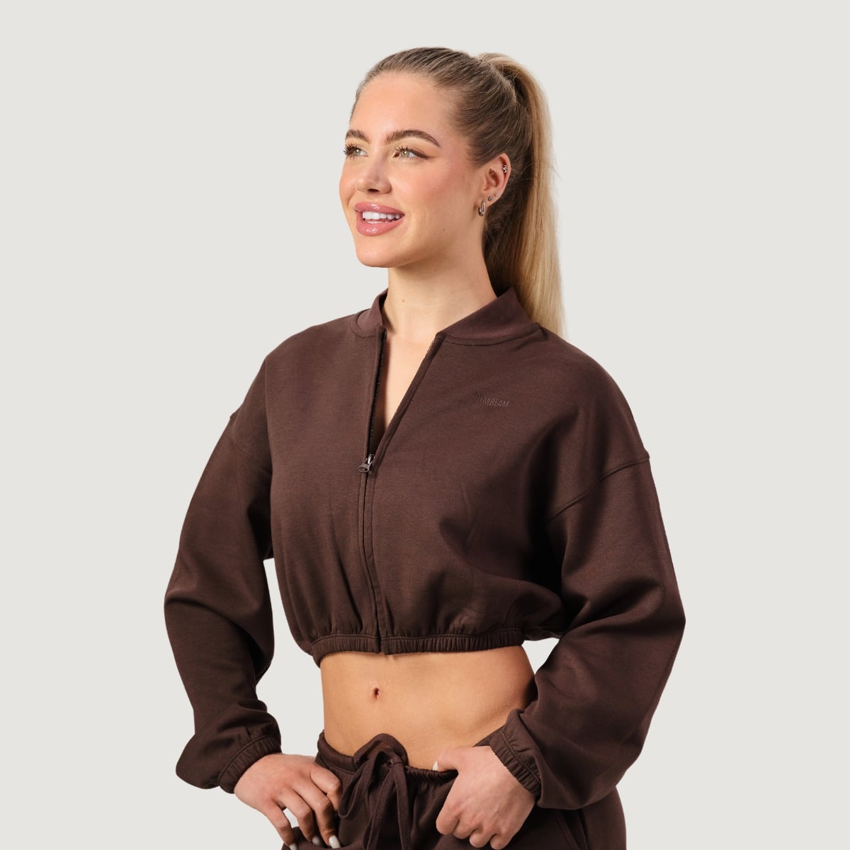 Women‘s NEO Zip-Up Sweatshirt Mocha - GymBeam