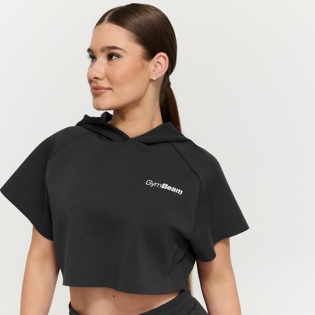 Women‘s Relay Cropped Hoodie Black - GymBeam