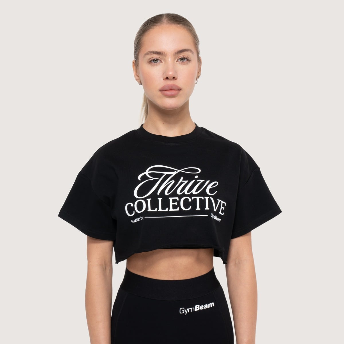 Ženski Crop Top Thrive Black - GymBeam