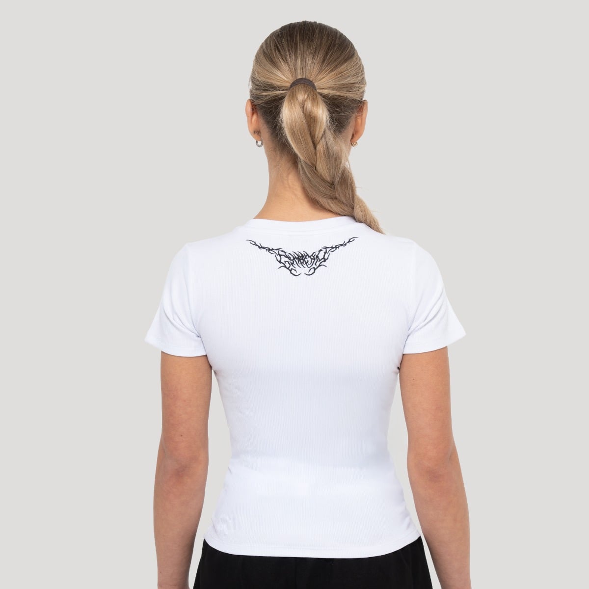 Women‘s Tribal Ribbed T-shirt White - GymBeam