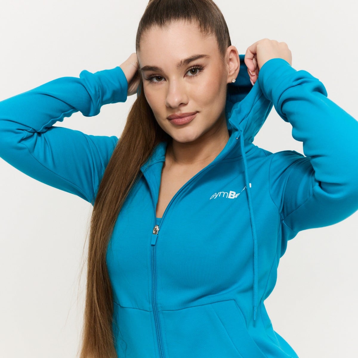 Ženska dukserica Limitless Zip Up Aquamarine - GymBeam