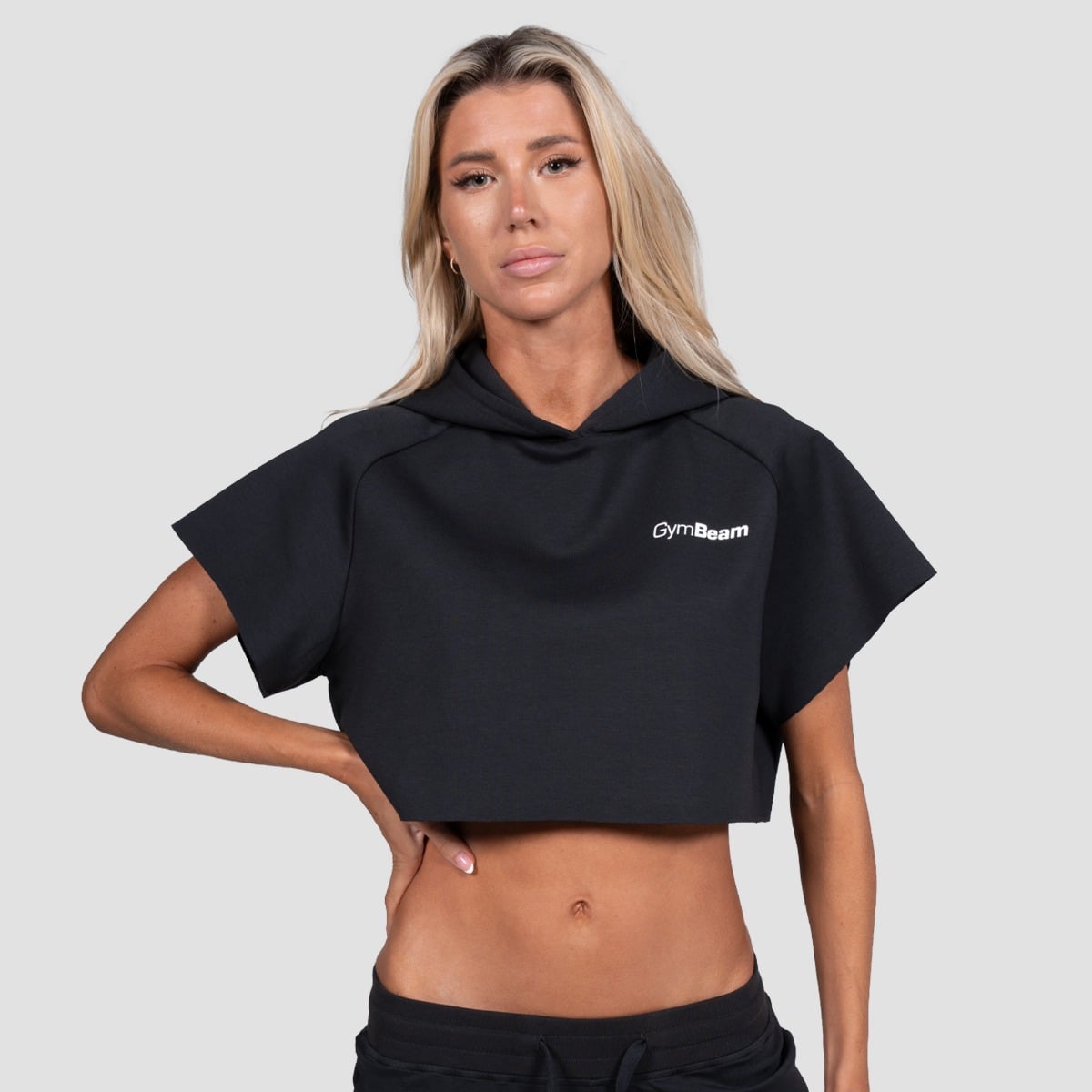 Women‘s Relay Cropped Hoodie Black - GymBeam