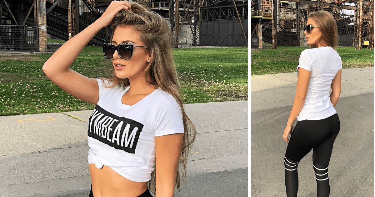 Ženska majica Box Logo White Black - GymBeam