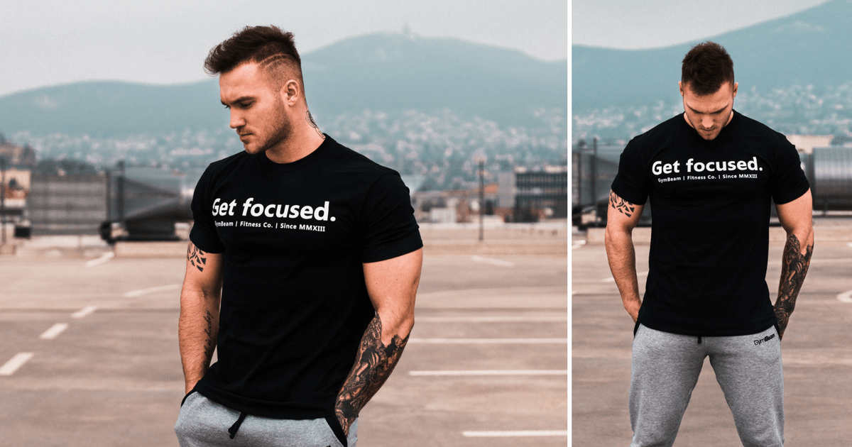 Majica Get Focused Black White - GymBeam